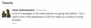 Haile: "Quiero estar en el Parlamento"