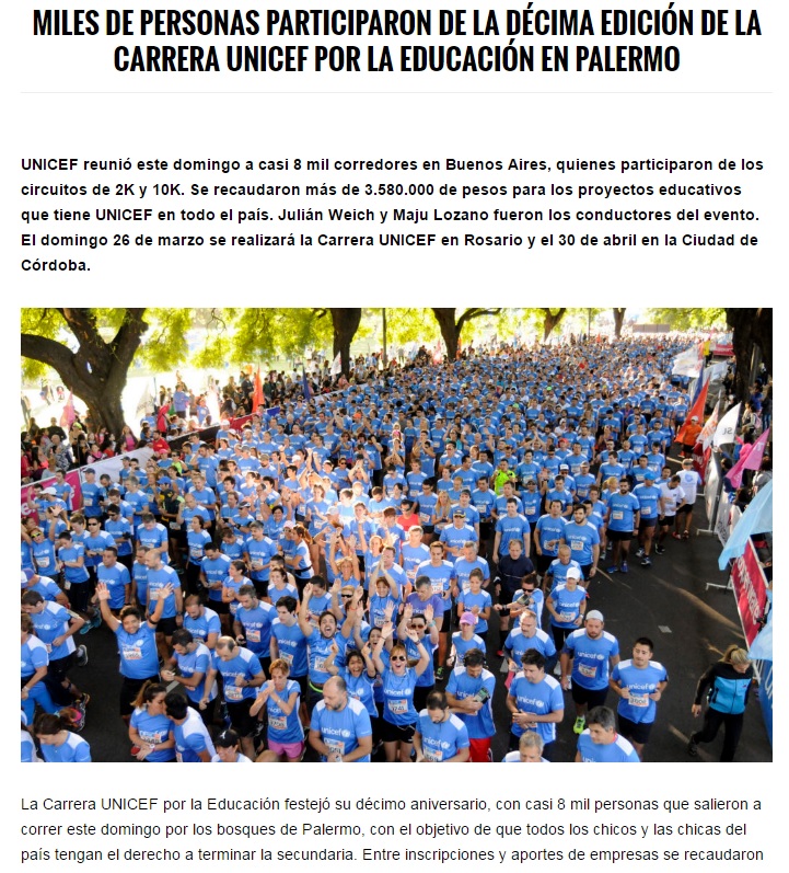 Carrera UNICEF 2017 Locos POr Correr